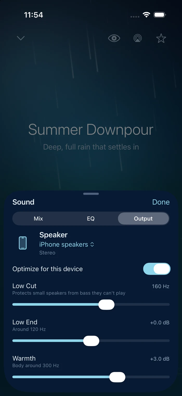 Output settings for the connected device